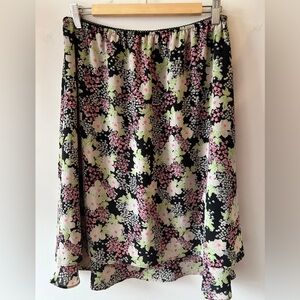 Joanna Vintage Floral Black Skirt L